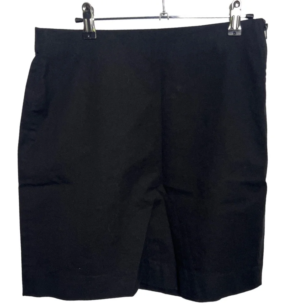 Everlane Womens Black Cotton Stretch Mini‎ Skirt Side Zip Back Vent 10 Office